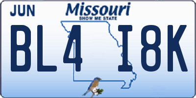 MO license plate BL4I8K
