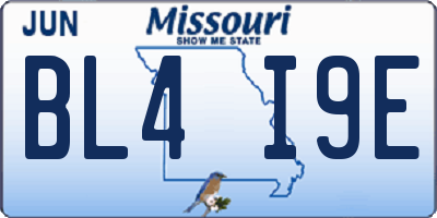 MO license plate BL4I9E