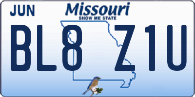 MO license plate BL8Z1U
