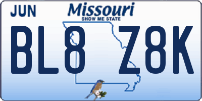 MO license plate BL8Z8K