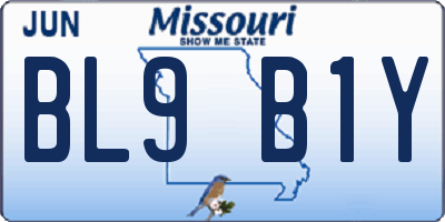 MO license plate BL9B1Y
