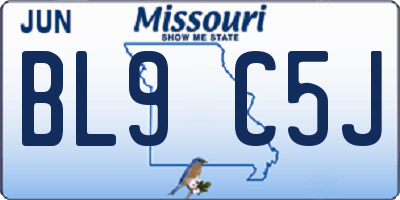 MO license plate BL9C5J