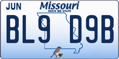 MO license plate BL9D9B
