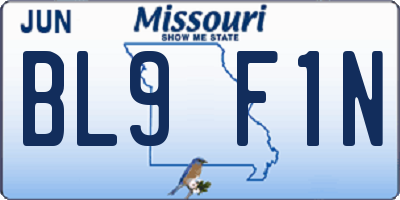 MO license plate BL9F1N