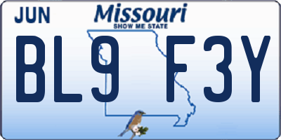 MO license plate BL9F3Y