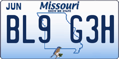 MO license plate BL9G3H