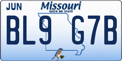 MO license plate BL9G7B