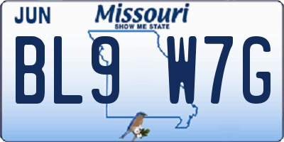 MO license plate BL9W7G