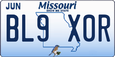 MO license plate BL9X0R