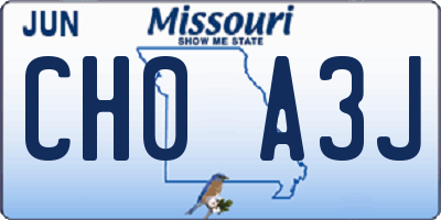 MO license plate CH0A3J