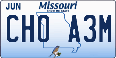 MO license plate CH0A3M