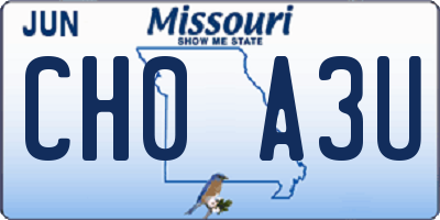 MO license plate CH0A3U