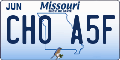 MO license plate CH0A5F