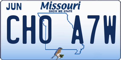 MO license plate CH0A7W