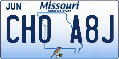 MO license plate CH0A8J