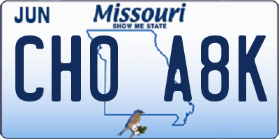 MO license plate CH0A8K