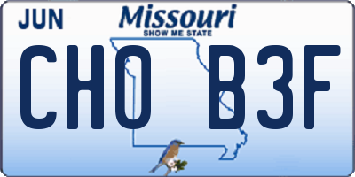 MO license plate CH0B3F