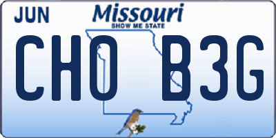 MO license plate CH0B3G