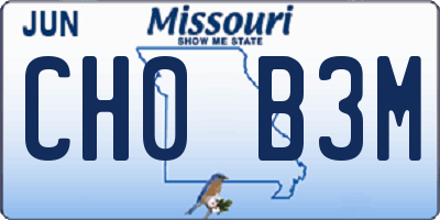 MO license plate CH0B3M