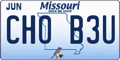 MO license plate CH0B3U