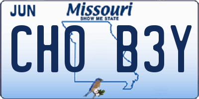 MO license plate CH0B3Y