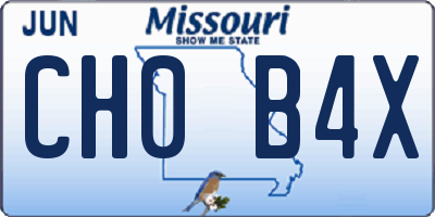 MO license plate CH0B4X