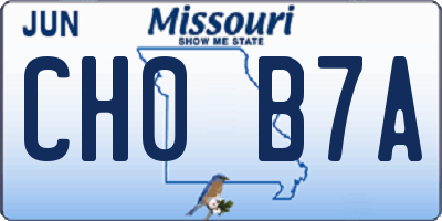 MO license plate CH0B7A