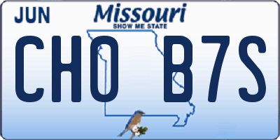 MO license plate CH0B7S
