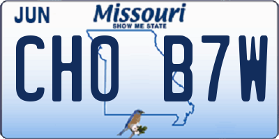 MO license plate CH0B7W