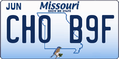 MO license plate CH0B9F