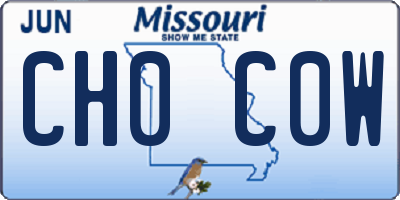 MO license plate CH0C0W