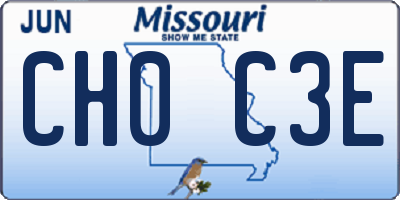 MO license plate CH0C3E