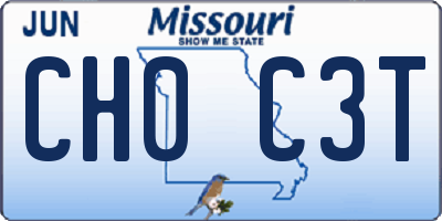 MO license plate CH0C3T