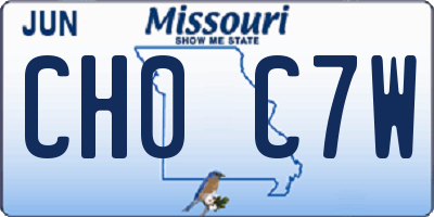 MO license plate CH0C7W