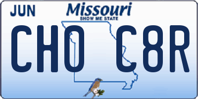 MO license plate CH0C8R