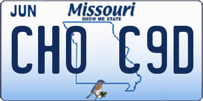 MO license plate CH0C9D