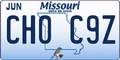 MO license plate CH0C9Z