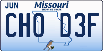 MO license plate CH0D3F