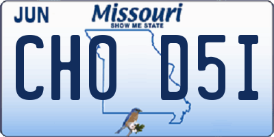 MO license plate CH0D5I