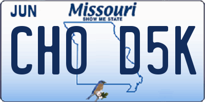 MO license plate CH0D5K