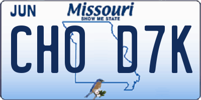 MO license plate CH0D7K
