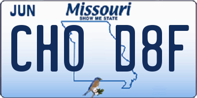MO license plate CH0D8F