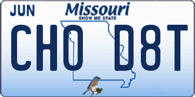 MO license plate CH0D8T
