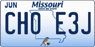 MO license plate CH0E3J