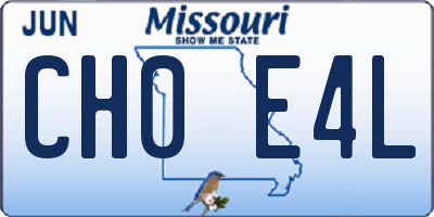 MO license plate CH0E4L