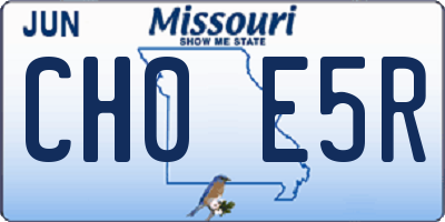 MO license plate CH0E5R