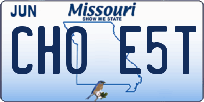 MO license plate CH0E5T