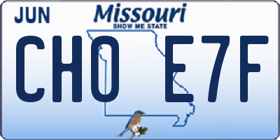 MO license plate CH0E7F