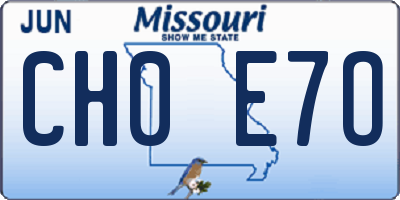 MO license plate CH0E7O