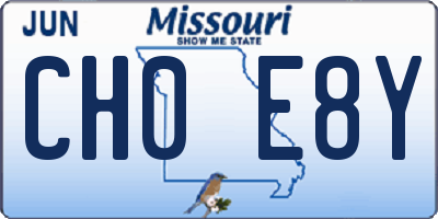 MO license plate CH0E8Y